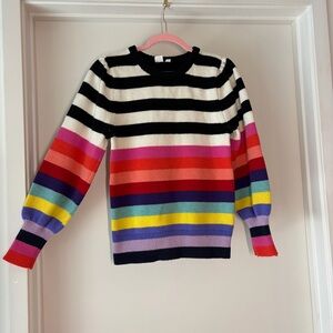 Gap Rainbow Stripe Sweater Merino Wool Blend Crewneck Multicolor Size M